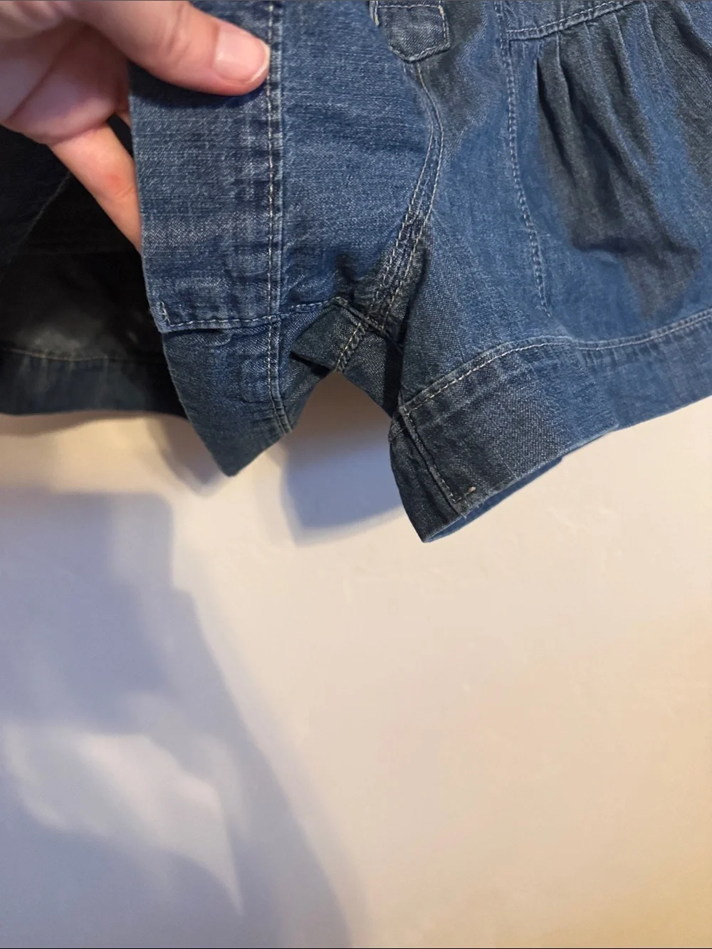 Free People Dark Blue Tiered Button-Front Denim Shorts